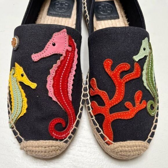 Tory Burch SEAHORSE ESPADRILLE Navy Size US 7.5 - Picture 4 of 9